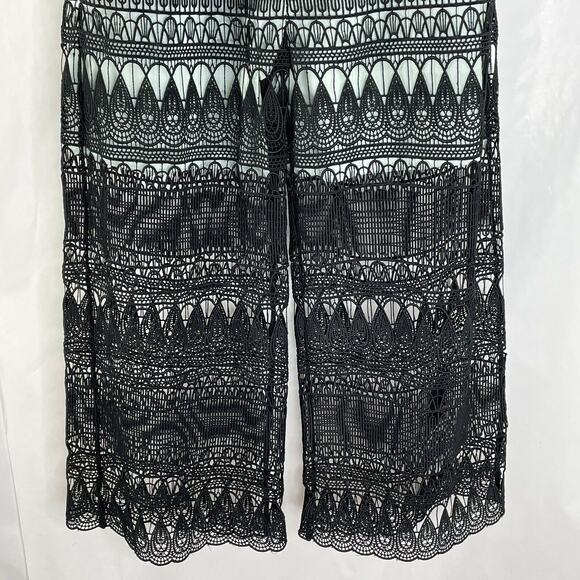 Self Portrait Black Mint Sheer Guipure Lace Culottes Pants NWT Size US 4 - Picture 9 of 12